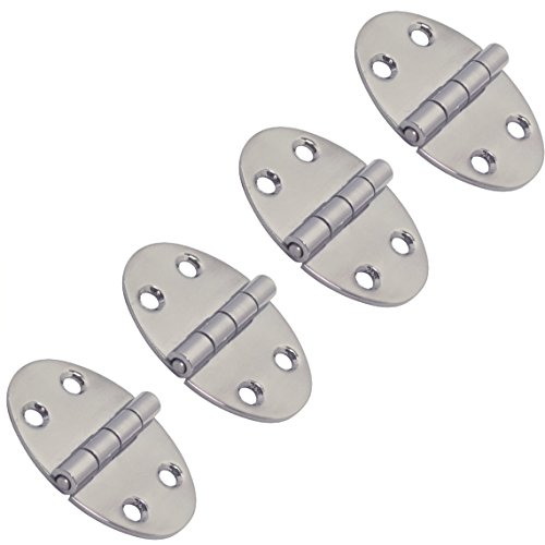4 Stück Mini Edelstahl Scharnier Oval Beschlag V2A von Versandbox24