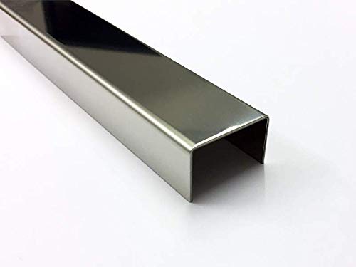 2000 mm U-Profil aus 2,0 mm Edelstahl IIID spiegelblech gekantet bis Breite c= 30 mm 15 x 20 x 15 mm von Versandmetall