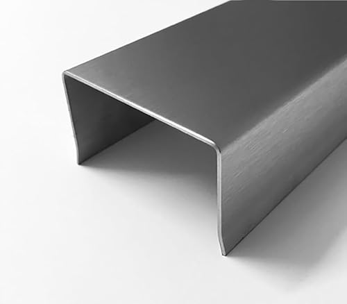 Edelstahl Zaun Abdeckprofil U-Profil Innen 40 mm 1.4301 Gebürstet Korn 320, 1,0mm (1250 mm) von Versandmetall