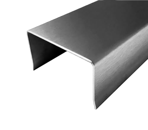 Edelstahl Zaun Abdeckprofil U-Profil Innen 45 mm 1.4301 Gebürstet Korn 320, 1,5 mm (2000 mm) von Versandmetall