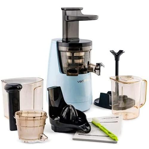 Versapers Entsafter Pastel Blau 5G, Slow Juicer by Versapers mit 5 kostenlosem Zubehör (43 RPM) von Versapers