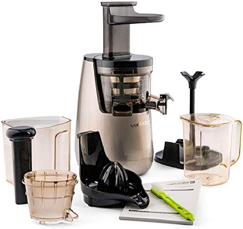 Versapers Entsafter Silber 5G, Slow Juicer by Versapers mit 5 kostenlosem Zubehör (43 RPM) von Versapers