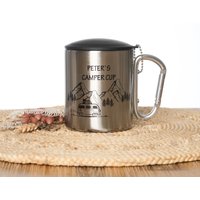 Edelstahlbecher - Tasse Mit Karabinergriff, Deckel, Geschenk, Geschenkidee, Personalisiert, Camping Edelstahlbecher - Tasse Mit Karabinergriff, Deckel, Geschenk, Geschenkidee, Personalisiert, Camping von VerschenkenmitHerz