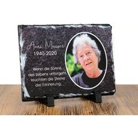 Schiefertafel 20 X 15 cm Inkl. Druck Als Gedenkstein Personalisiert Mit Foto Und Wunschtext Grabschmuck von VerschenkenmitHerz