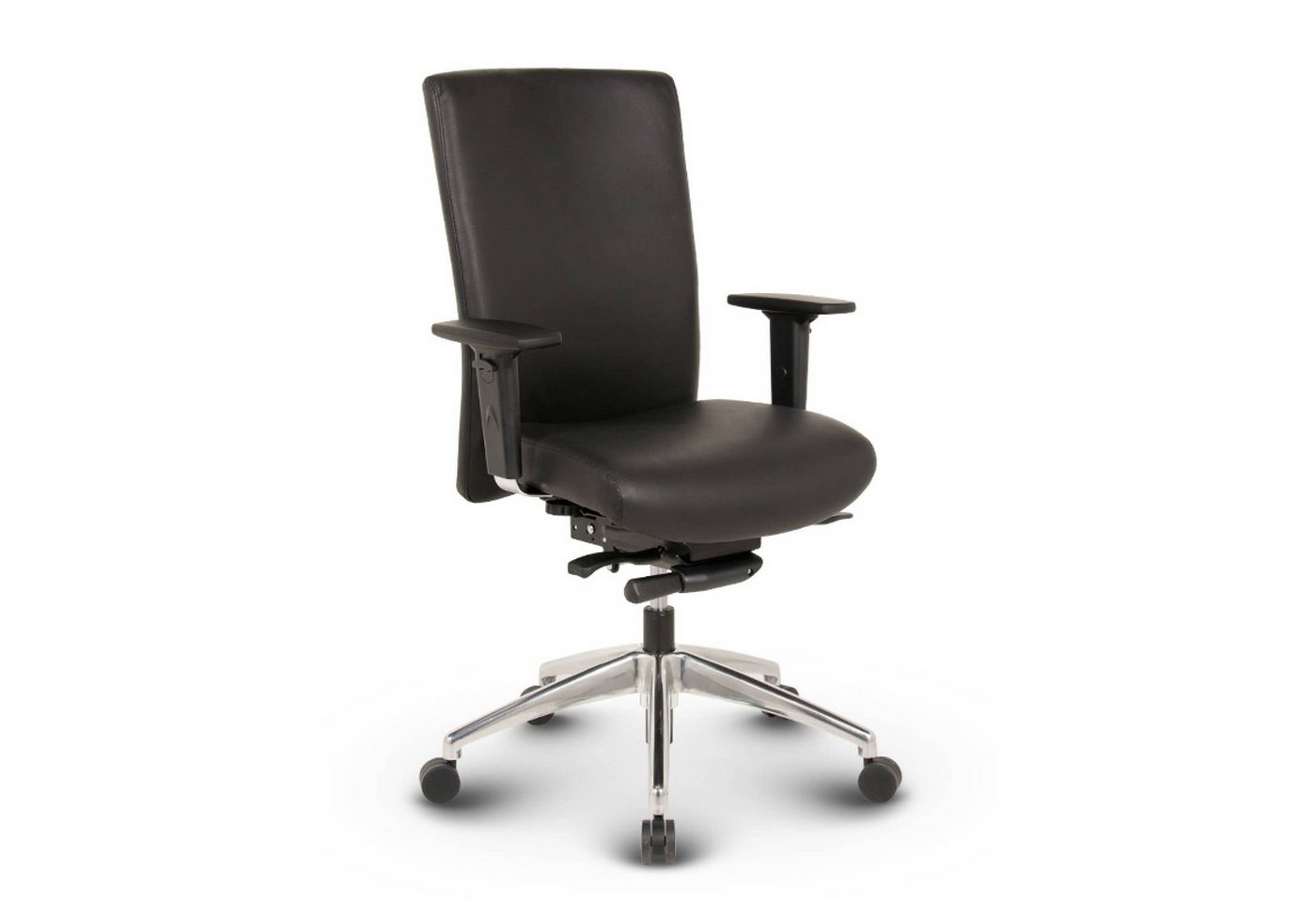 Versee Bürostuhl Schreibtischstuhl Terox Echtleder Schwarz - ergonomisch, bis 150kg (Drehstuhl für Home Office und Büro), aus Echtleder, höhenverstellbar, gepolstert, Synchronmechanik von Versee