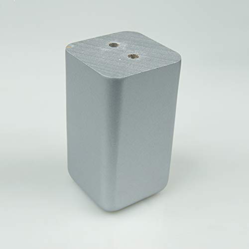 4X Möbelfüße Sofafuß Tischfuß Möbelfuß Schrankfuß Holzbeine gerade eckig Buche/Eiche (9 x 5 x 5 cm (HxBxT), Silber) von Vershy