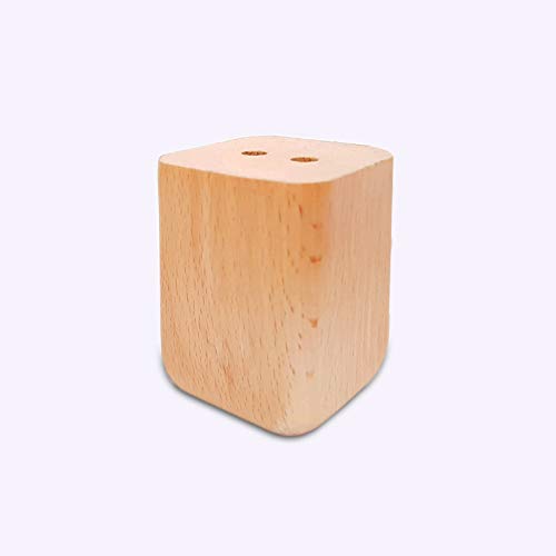 4X Möbelfüße Sofafuß Tischfuß Möbelfuß Schrankfuß Holzbeine gerade eckig Buche/Eiche (6 x 5 x 5 cm (HxBxT), Natur lackiert) von Vershy