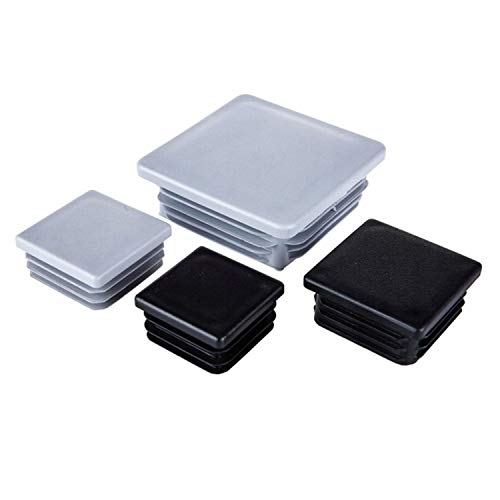 Lamellenstopfen 20x20 eckig | Rohrstopfen fußkappen grau aus Kunststoff | quadratisch Formrohr- Stopfen Rohrstopfen Pfostenstopfen | 4 Stück von Vershy