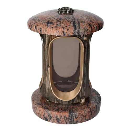 Stilvolle Grablaterne Granit Gneis Höhe 23 cm/Ø 15 cm Bronze mit Rosette von Vershy