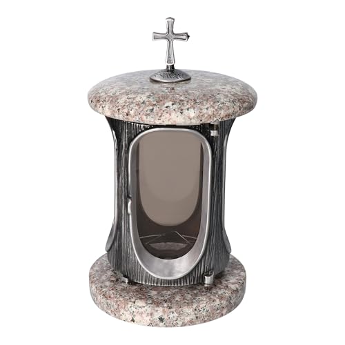 Stilvolle Grablaterne Granit königliche Bronze Höhe 23 cm/Ø 15 cm Stilvolle Granitlaterne Elegant Grablampe Grablicht Grableuchte Bronze mit sockel von Vershy