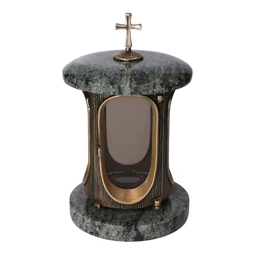 Vershy Grablaterne Granit Olive Green Höhe 23 cm/Ø 15 cm Stilvolle Granitlaterne Elegant Grablampe Grablicht Grableuchte Bronze mit sockel Vershy Grablaterne Granit Olive Green Höhe 23 cm/Ø 15 cm Stilvolle Granitlaterne Elegant Grablampe Grablicht Grableuchte Bronze mit sockel von Vershy