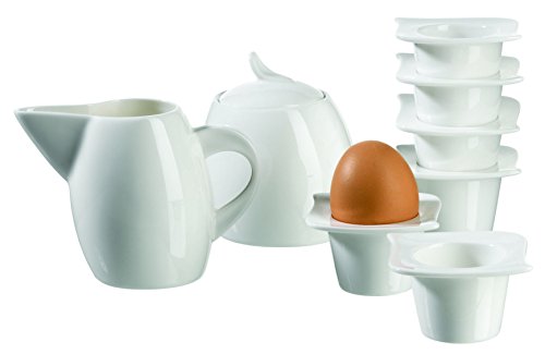 Mäser Serie La Musica, Eierbecher, Zuckerdose, Gießer, 8-teiliges Set, Porzellan, weiß von MÄSER