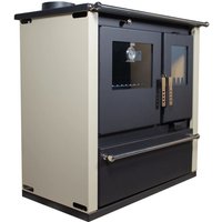 Holzherd Verso cs Plus – 7,7 kW – Metallplatte oben, elfenbeinfarbene Seitenwände, praktisches Design und Rauchrohr links – Energieklasse a von Verso