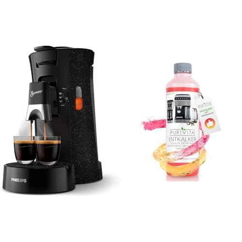 Philips Senseo Select CSA240/20 Kaffeepadmaschine & PURIVITA Universal Entkalker Kaffeevollautomat (750ml) Entkalker Kaffeemaschine für ALLE gängigen Marken - 1 Flasche von Versuni