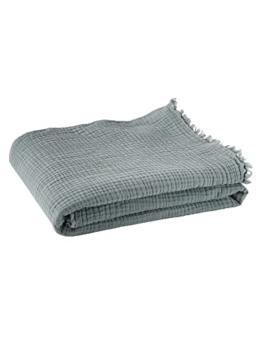 VERTBAUDET Decke aus Bio-Baumwoll-Gaze, Blau / Grün von Vertbaudet