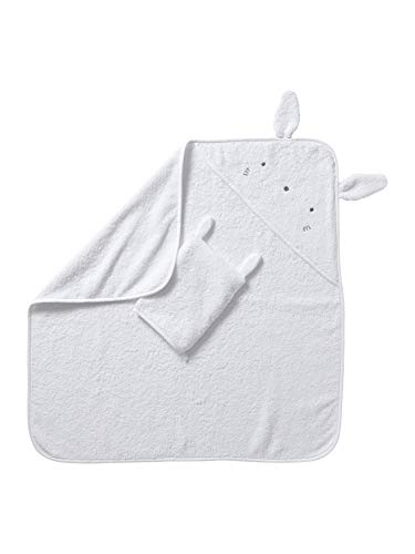 Vertbaudet Badecape mit Waschhandschuh Bio, Kapuzenhandtuch weiß 100X100 von Vertbaudet