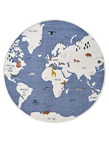 Vertbaudet Runder Kinderzimmer Teppich „Weltkarte“ blau/Mehrfarbig ONE Size Vertbaudet Runder Kinderzimmer Teppich „Weltkarte“ blau/Mehrfarbig ONE Size von Vertbaudet