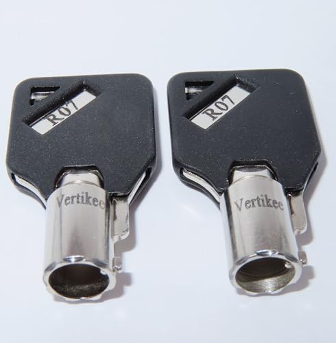 R07 Schlüssel kompatibel mit Husky Milwaukee & Steel Glide R07 Werkzeugkasten Werkzeugkiste Ersatzschloss Schlüssel, 2 Cut R07 Ersatzschlüssel mit schwarzen Kappen. Vertikee(TM) von Vertikee