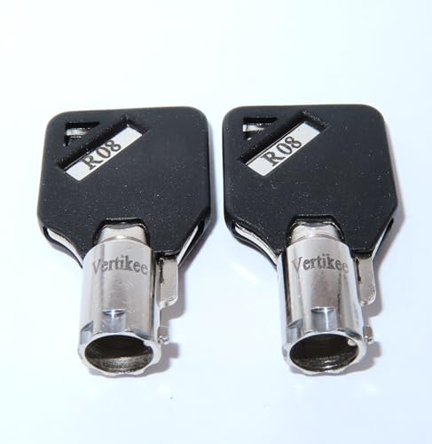 R08 Schlüssel kompatibel mit Husky Milwaukee & Steel Glide R08 Werkzeugkasten Werkzeugkiste Ersatzschloss Schlüssel, 2 Cut R08 Ersatzschlüssel mit schwarzen Kappen. Vertikee(TM) von Vertikee
