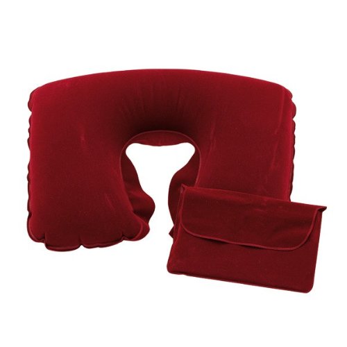 Nackenkissen ausfblasbar Rot aus PVC Reisekissen mit Einer samtigen Oberfläche Kissen von Vertrieb durch Preiswert & Gut