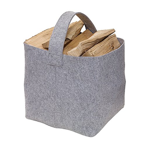 Vertrieb durch Preiswert & Gut Kaminholz Tasche Filz 36 x 40 x 40 cm Kaminholzkorb Grau Kaminholztasche ausgelegt für max.15 kg auch als Zeitungstasche, Allzweckstasche verwendbar von Vertrieb durch Preiswert & Gut