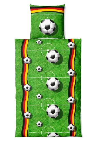 Microfaser Bettwäsche Set Fußballfeld Fußball in 135x200 cm mit Reißverschluss von VertriebsArena GmbH