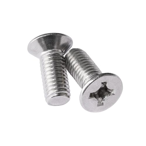 2-200 Stück M1/M1.2/M1.4/M1.6/M2/M2.5/M3/M3.5/M4/M5/M6/M8/M10 304 Edelstahl-Verlängerte Kreuzschlitz-Senkkopf-Schrauben, M5x22mm von Veruying