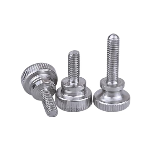 2-5 Stück M2/M2.5/M3/M4/M5/M6/M8/M10 304 Edelstahl-Geriffelte Hand-Justierschrauben, Flachkopf, M3x10mm von Veruying