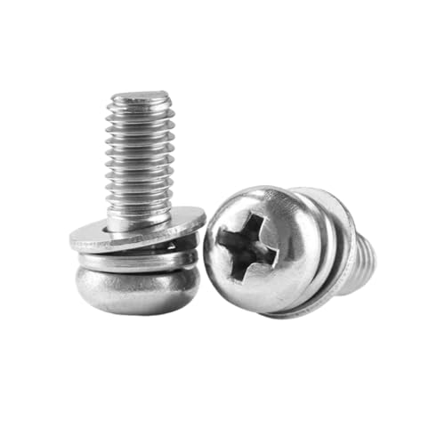 2–50 Stück M2/M2,5/M3/M4/M5/M6/M8 304 Edelstahl Kreuzschlitz-Flachkopf-Kombinationsschrauben, M2x5mm von Veruying