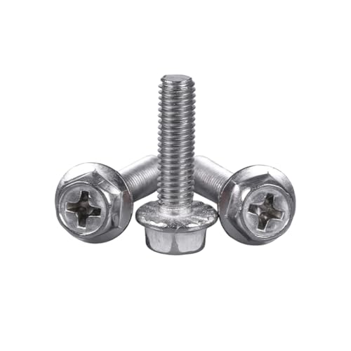 2-50 Stück M3/M4/M5/M6/M8 304 Edelstahl-Flansch-Sechskantkopf-Kreuzschlitz-Maschinenschrauben mit rutschfesten Dichtungen, M5x20mm 2-50 Stück M3/M4/M5/M6/M8 304 Edelstahl-Flansch-Sechskantkopf-Kreuzschlitz-Maschinenschrauben mit rutschfesten Dichtungen, M5x20mm von Veruying