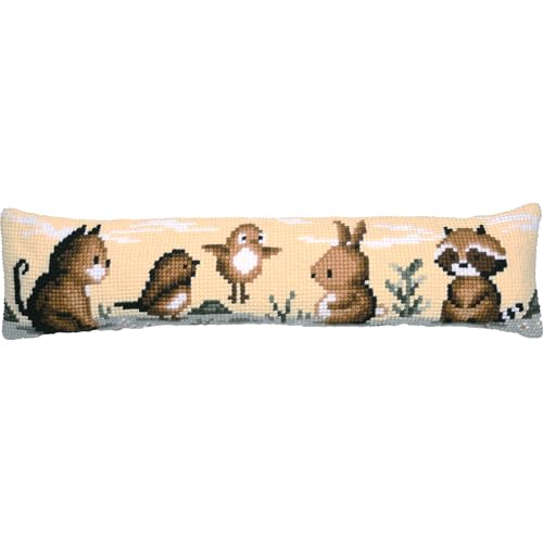 VERVACO Kreuzstich Stickpackungen Dekorative Zugluftstopper Vorgedruckt Kissen Tiere DIY Set Kreativ Set Für Erwachsene ca. 80 x 20 cm Bastelset Handwerker Haus Dekoration von Vervaco