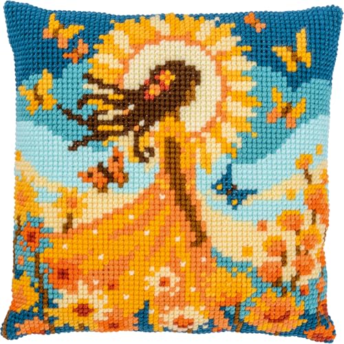 VERVACO Kreuzstich Stickpackungen Kissen Stickerei Set Anfänger Vorgedruckt MÄDCHEN MIT DER SONNE DIY Set Kreativ Set Für Erwachsene Dekoratives Kissen ca. 40 x 40 cm Bastelset Haus Dekoration VERVACO Kreuzstich Stickpackungen Kissen Stickerei Set Anfänger Vorgedruckt MÄDCHEN MIT DER SONNE DIY Set Kreativ Set Für Erwachsene Dekoratives Kissen ca. 40 x 40 cm Bastelset Haus Dekoration von Vervaco