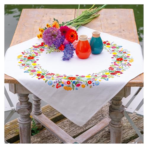 VERVACO Stickpackung Tischdecke Sticken Set Erwachsene Vorgedruckt BUNTE WELT DER BLUMEN Stickdecken Vorgezeichnet Decke Sticken Stickpackung Plattstich ca. 72 x 72 cm Kreatives Geschenk VERVACO Stickpackung Tischdecke Sticken Set Erwachsene Vorgedruckt BUNTE WELT DER BLUMEN Stickdecken Vorgezeichnet Decke Sticken Stickpackung Plattstich ca. 72 x 72 cm Kreatives Geschenk von Vervaco