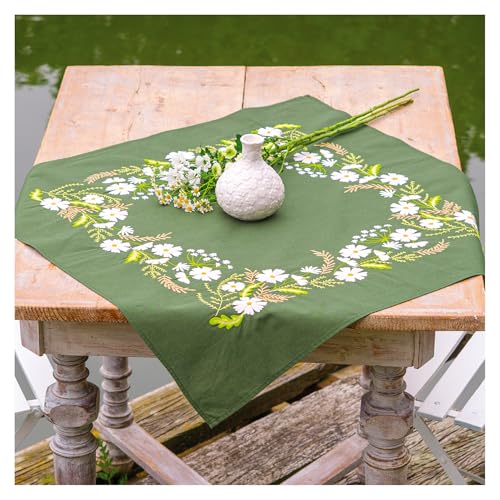 VERVACO Stickpackung Tischdecke Sticken Set Erwachsene Vorgedruckt WEISS BLUMIG Stickdecken Vorgezeichnet Decke Sticken Stickpackung Plattstich ca. 72 x 72 cm Stoff zum Sticken Kreatives Geschenk VERVACO Stickpackung Tischdecke Sticken Set Erwachsene Vorgedruckt WEISS BLUMIG Stickdecken Vorgezeichnet Decke Sticken Stickpackung Plattstich ca. 72 x 72 cm Stoff zum Sticken Kreatives Geschenk von Vervaco