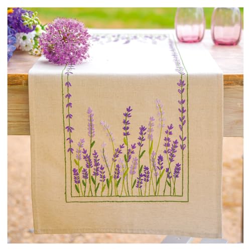 VERVACO Stickpackung Tischläufer Sticken Set Erwachsene Vorgedruckt LAVENDEL Stickläufer zum Selbersticken Vorgezeichnet Decke Sticken Stickpackung Plattstich ca. 35 x 95 cm Kreatives Geschenk VERVACO Stickpackung Tischläufer Sticken Set Erwachsene Vorgedruckt LAVENDEL Stickläufer zum Selbersticken Vorgezeichnet Decke Sticken Stickpackung Plattstich ca. 35 x 95 cm Kreatives Geschenk von Vervaco