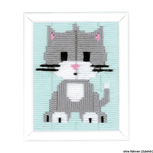 VERVACO Gobelin Stickbilder Langstich Set KÄTZCHEN Lernset Nähen für Anfänger Bastelset Handwerker 12,5 x 16 cm Kreatives Nähset DIY Sticken Set Kreatives Geschenk Beginner Long Stitch Embroidery von Vervaco