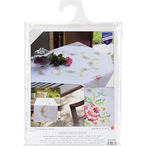 Vervaco Girlande mit Rosen Stickerei: Tischdecke : Rosengirlande, Aida, Multi, 80 x 2 x 20 cm von Vervaco