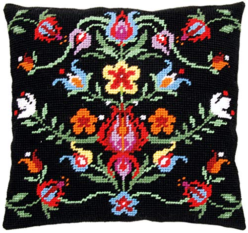 Vervaco Gobelin Stickpackung Kissen Stickset Erwachsene Kissenbezug FOLKLORE Stickerei Set Anfänger Vorgedruckt Kreuzstichkissen Kreatives Handwerk ca. 40 x 40 cm Dekoratives Kissen DIY Geschenkset von Vervaco