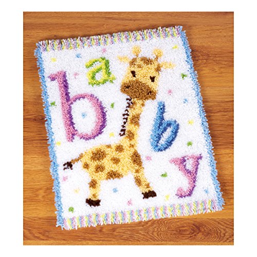 VERVACO Knüpfteppich Set DIY Handarbeit Set Knüpfset für Anfänger Baby Giraffe Teppich zum Selber Knüpfen Basteln Erwachsene Kreativ 43 x 54 cm Latch Hook Kit Knüpfhaken Zubehör Haus Dekoration von Vervaco