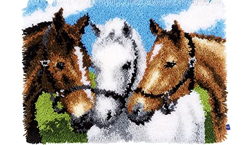 Vervaco Knüpfteppich Pferde Knüpfpackung, Baumwolle, Mehrfarbig, 55 x 38 x 0,3 cm von Vervaco