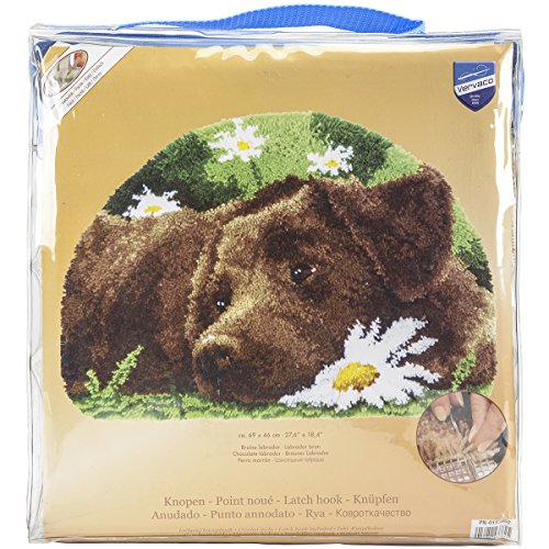 Vervaco Knüpfteppich Set DIY Handarbeit Set Knüpfset für Anfänger LABRADOR Teppich zum Selber Knüpfen Basteln Erwachsene Kreativ Set 69 x 46 cm Latch Hook Kit Knüpfhaken Set Haus Dekoration von Vervaco