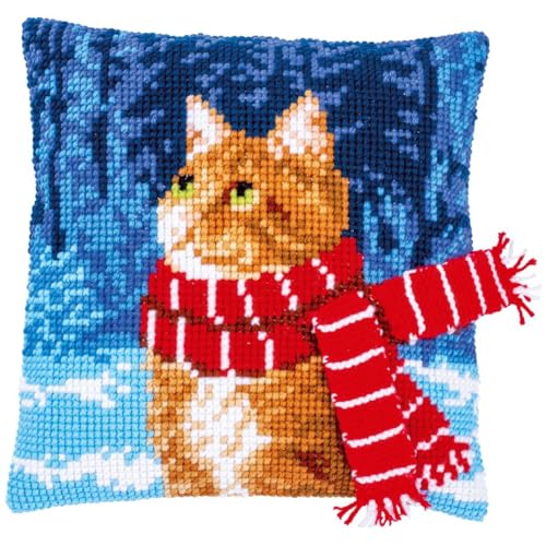 Vervaco Kreuzstich Stickpackungen Kissen Stickerei Set Anfänger Vorgedruckt Katze mit Schal DIY Set Kreativ Set Für Erwachsene Dekoratives Kissen ca. 40 x 40 cm Bastelset Handwerker Haus Dekoration Vervaco Kreuzstich Stickpackungen Kissen Stickerei Set Anfänger Vorgedruckt Katze mit Schal DIY Set Kreativ Set Für Erwachsene Dekoratives Kissen ca. 40 x 40 cm Bastelset Handwerker Haus Dekoration von Vervaco
