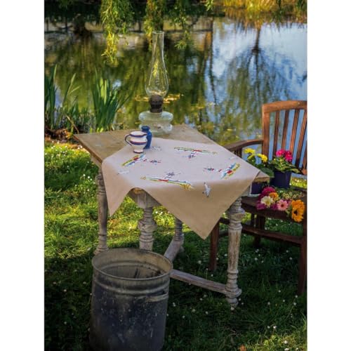 Vervaco Kreuzstich Stickpackungen Tischdecke Leuchttürme Stickdecken Vorgezeichnet Basteln Erwachsene Kreativ Set Vorgedruckte Decke Sticken 80 x 80 cm Stickset DIY Sticken Set von Vervaco
