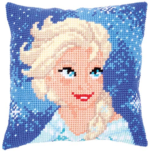 Vervaco PN-0165924 Kreuzstichpackung Kreuzstichkissen Frozen Walt Disney ELSA Stickpackung, Stramin, Weiß, 40 x 0, 30 cm von Vervaco
