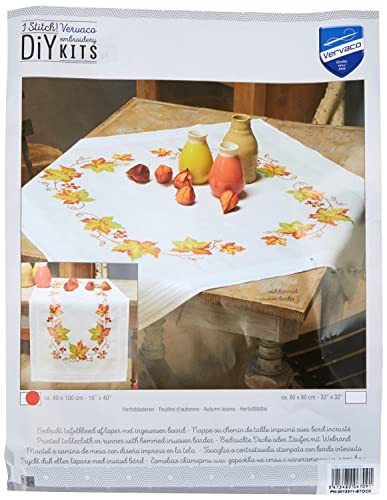 Vervaco Tischläufer Herbst Stickpackung/Läufer im vorgedruckten/vorgezeichneten Kreuzstich, Baumwolle, Mehrfarbig, 40 x 100 x 0.3 cm von Vervaco