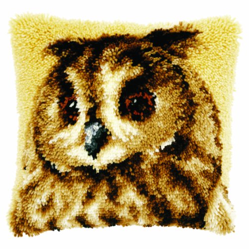 Vervaco Braune Eule Knüpfkissen mit Knüpfhaken, Baumwolle, Brown Owl, 40 x 40cm von Vervaco