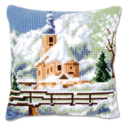 VERVACO Kreuzstich Stickpackungen Kissen Stickerei Set Anfänger Vorgedruckt Kirche im Schnee DIY Set Kreativ Set Für Erwachsene Dekoratives Kissen ca. 40 x 40 cm Bastelset Handwerker Haus Dekoration VERVACO Kreuzstich Stickpackungen Kissen Stickerei Set Anfänger Vorgedruckt Kirche im Schnee DIY Set Kreativ Set Für Erwachsene Dekoratives Kissen ca. 40 x 40 cm Bastelset Handwerker Haus Dekoration von Vervaco