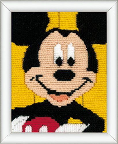 Vervaco Spannstichpackung Mickey Mouse Stickpackung vorgedruckt, Stramin, weiß, 12,5 x 16 x 0,3 cm von Vervaco