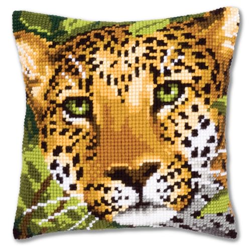 VERVACO Kreuzstich Stickpackungen Kissen Stickerei Set Anfänger Vorgedruckt Leopard DIY Set Kreativ Set Für Erwachsene Dekoratives Kissen ca. 40 x 40 cm Bastelset Handwerker Haus Dekoration VERVACO Kreuzstich Stickpackungen Kissen Stickerei Set Anfänger Vorgedruckt Leopard DIY Set Kreativ Set Für Erwachsene Dekoratives Kissen ca. 40 x 40 cm Bastelset Handwerker Haus Dekoration von Vervaco