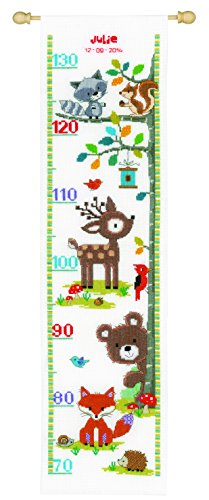 VERVACO Gezählter Kreuzstich Stickpackungen Höhendiagramm Kinder Tiere des Waldes II Wanddekoration Handarbeit Set für Erwachsene Kreatives Handwerk ca. 18 x 70 cm Kreuzstichbilder Set Hausdeko von Vervaco